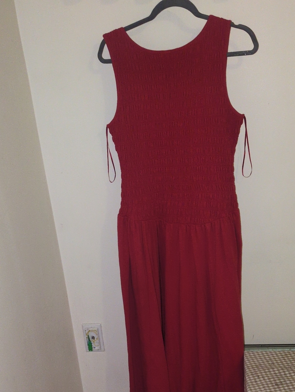 Abercrombie & Fitch Sleeveless Red Maxi Dress with Smocked Bodice